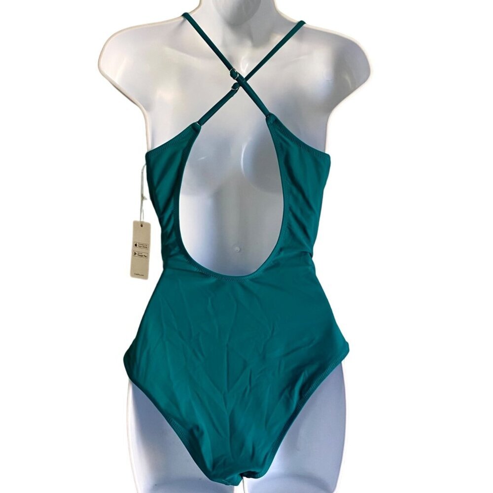Cupshe Green One Piece Swimsuit Knot Tie Women's Medium NEW NWT - Picture 6 of 9